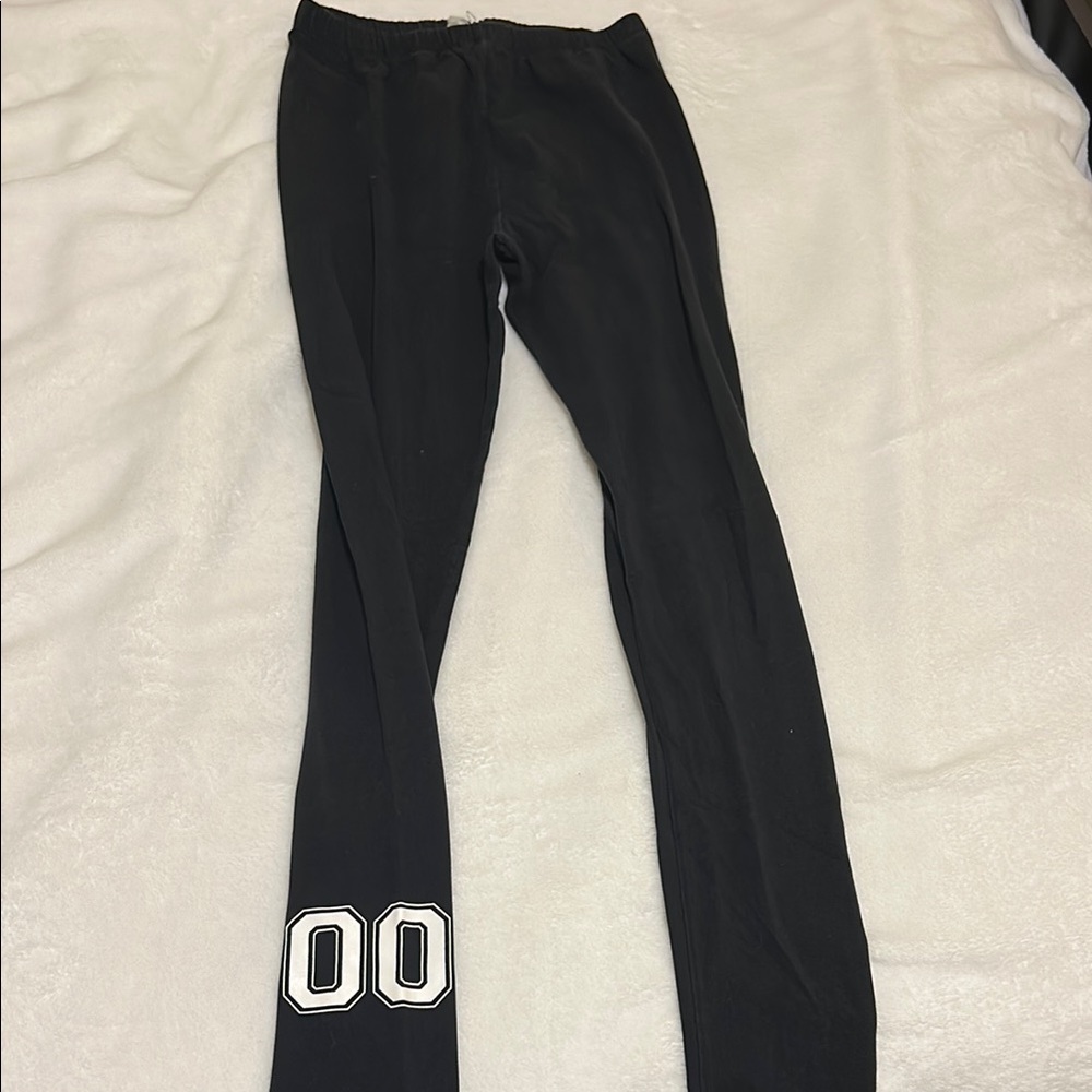 Black Leggings with White Number Detail